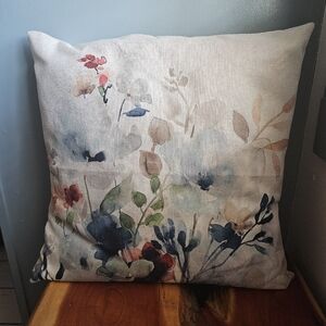 18" watercolor floral throw pillow with removable cover